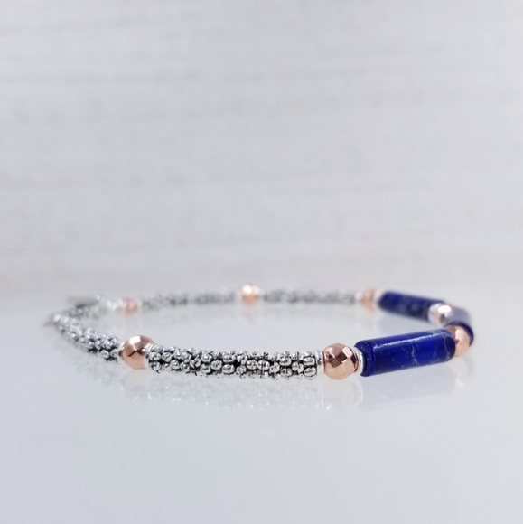 Blue Jasper Beaded Gemstone Toggle Bracelet - Picture 5 of 10